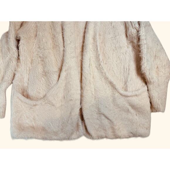 Anthropolgie Knitted and Knotted Fuzzy Cardigan Sweater size Small Petite- Peach - Picture 2 of 13